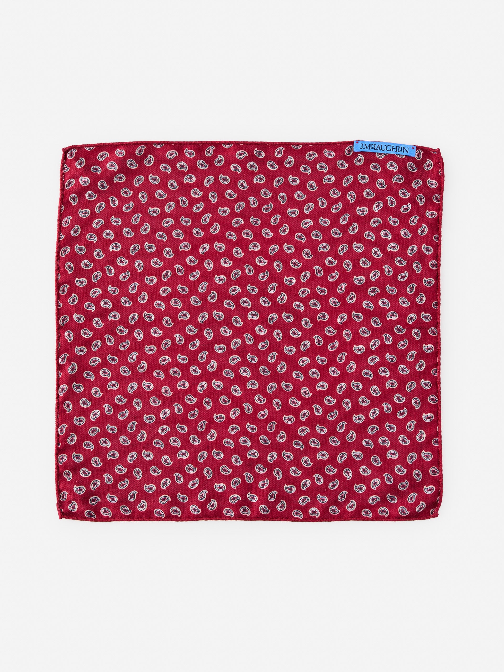 J.McLaughlin Pocket square in red made with silk.