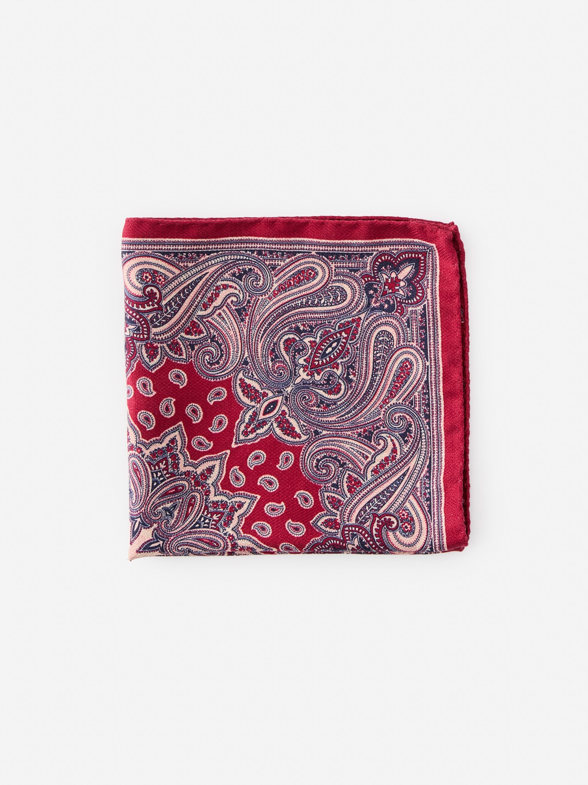 J.McLaughlin Pocket square in red made with silk.