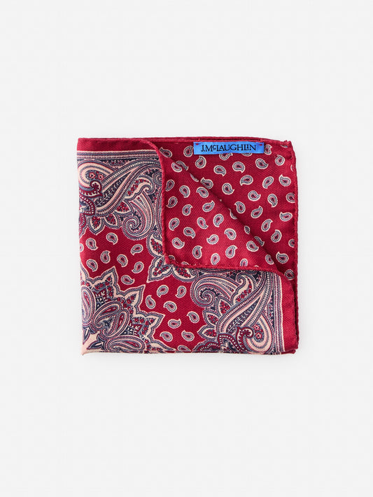 J.McLaughlin Pocket square in red made with silk.