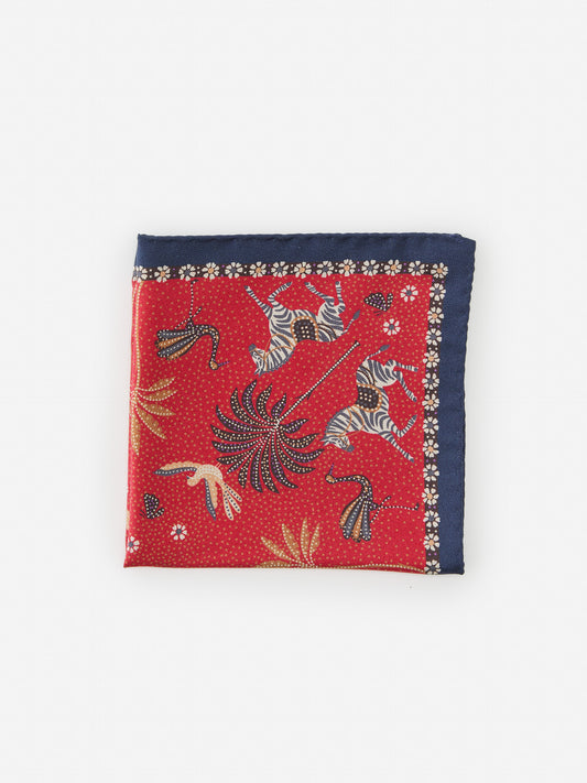 J.McLaughlin Pocket square in red multi made with silk.