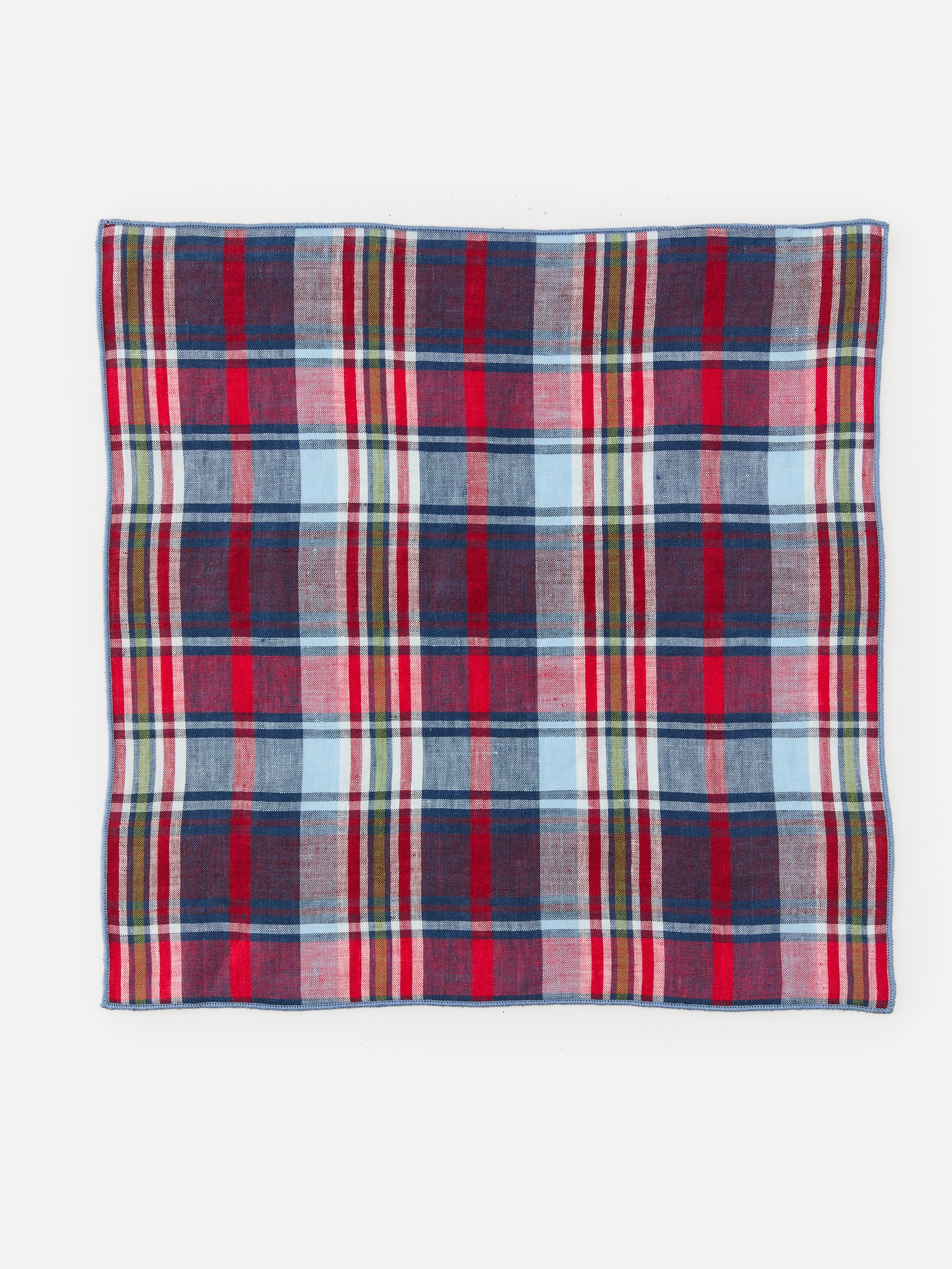 J.McLaughlin Pocket square in red/multi made with linen.