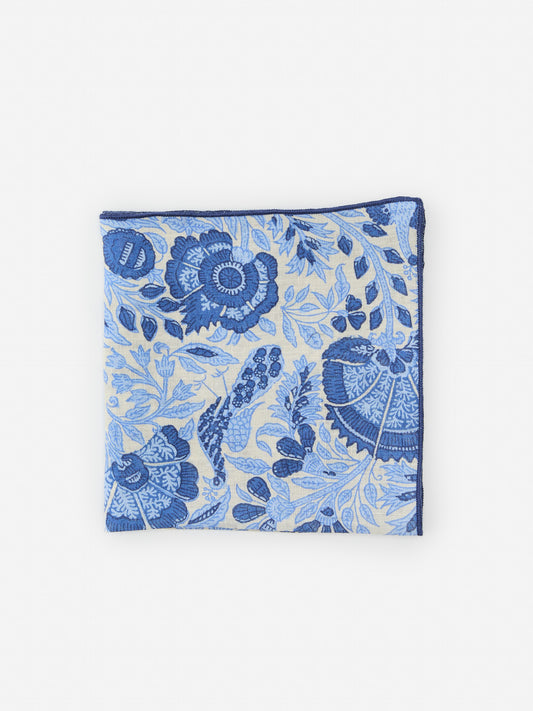 J.McLaughlin pocket square in blue/multi made with linen/