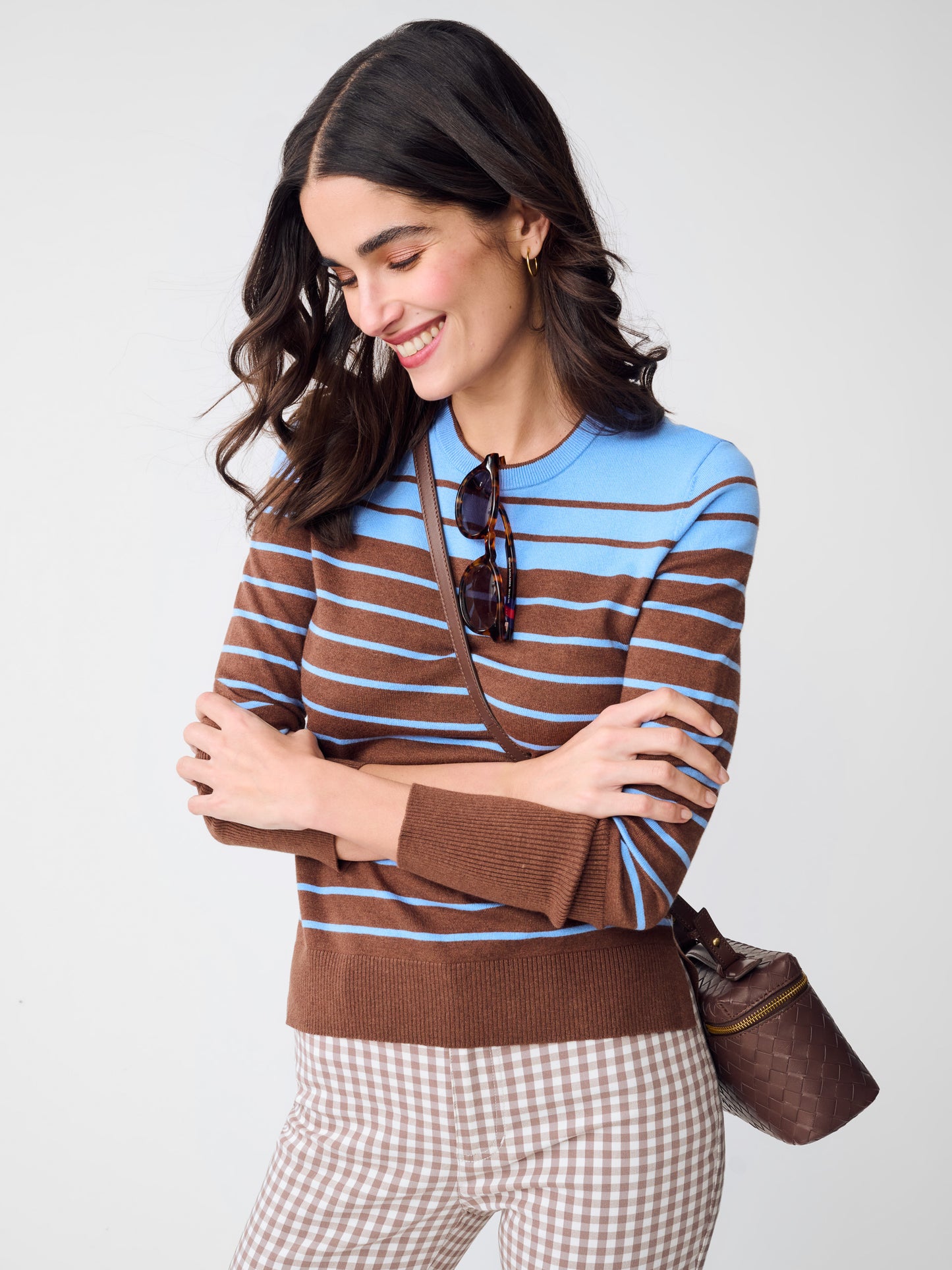 J.McLaughlin Poet sweater in Blue/Brown made with Cotton. 