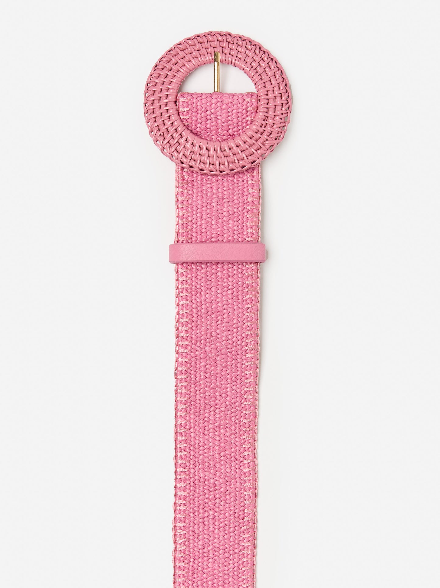 J.McLaughlin Popie belt in pink made with grasscloth and raffia.