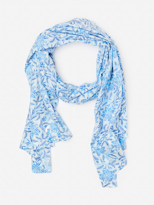 J.McLaughlin  Portillo scarf in white/blue made with cotton.