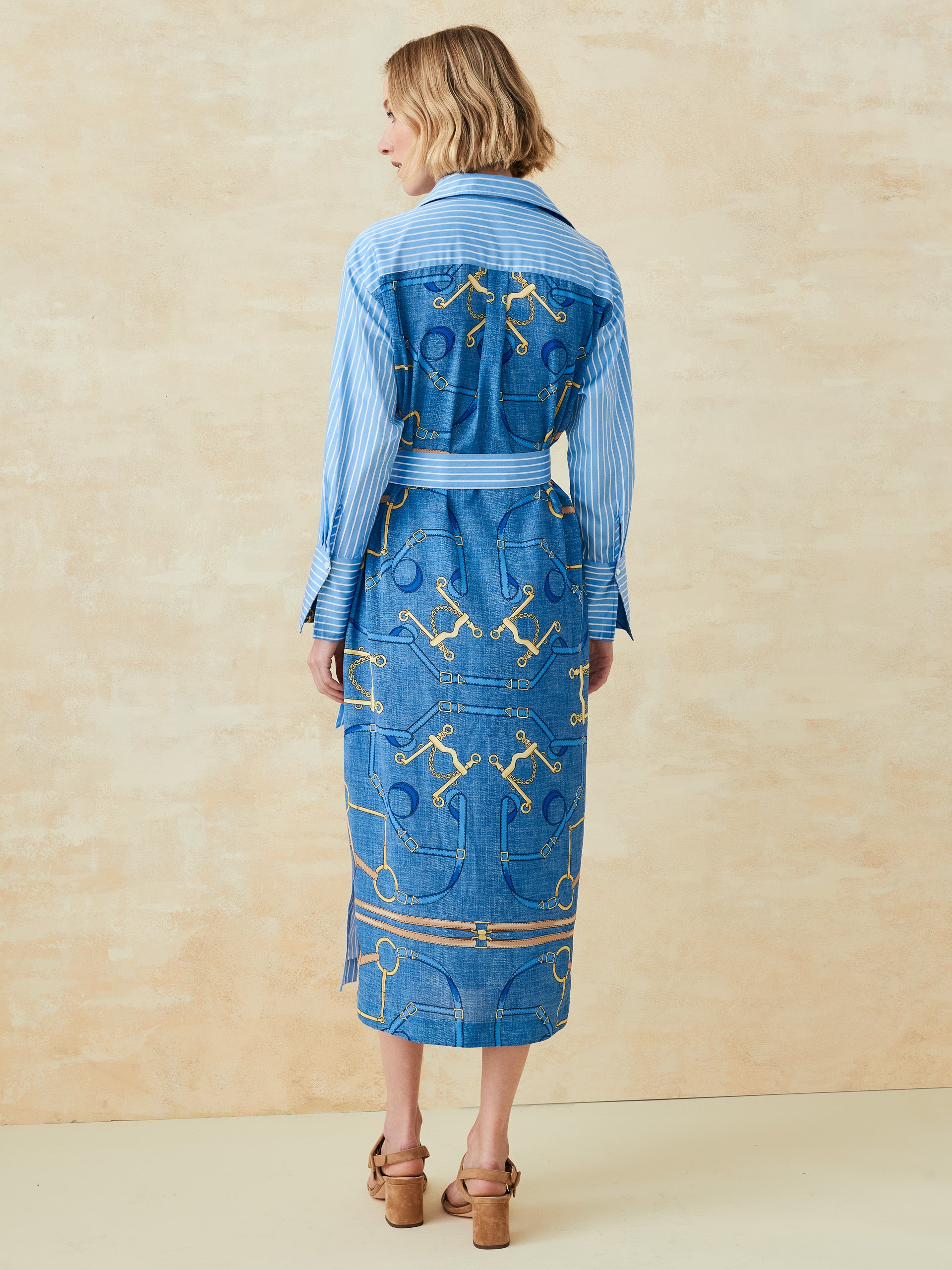 J.McLaughlin Quince dress in sky/white made with cotton. 