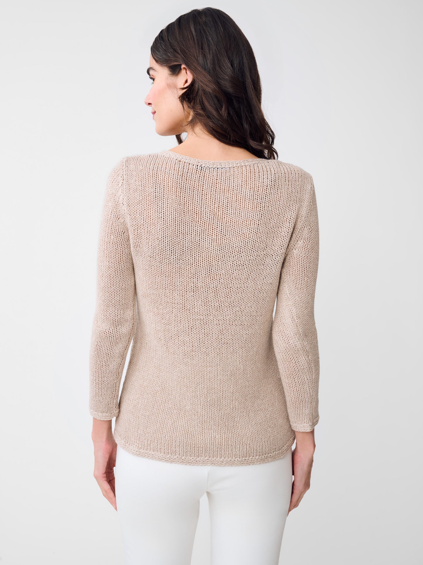 J.McLaughlin Raelyn sweater in Heather Sand made with Linen/Cotton. 