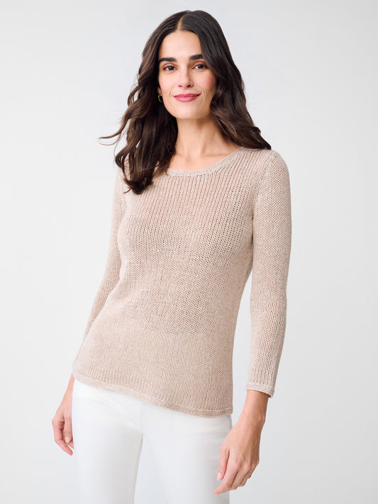 J.McLaughlin Raelyn sweater in Heather Sand made with Linen/Cotton. 