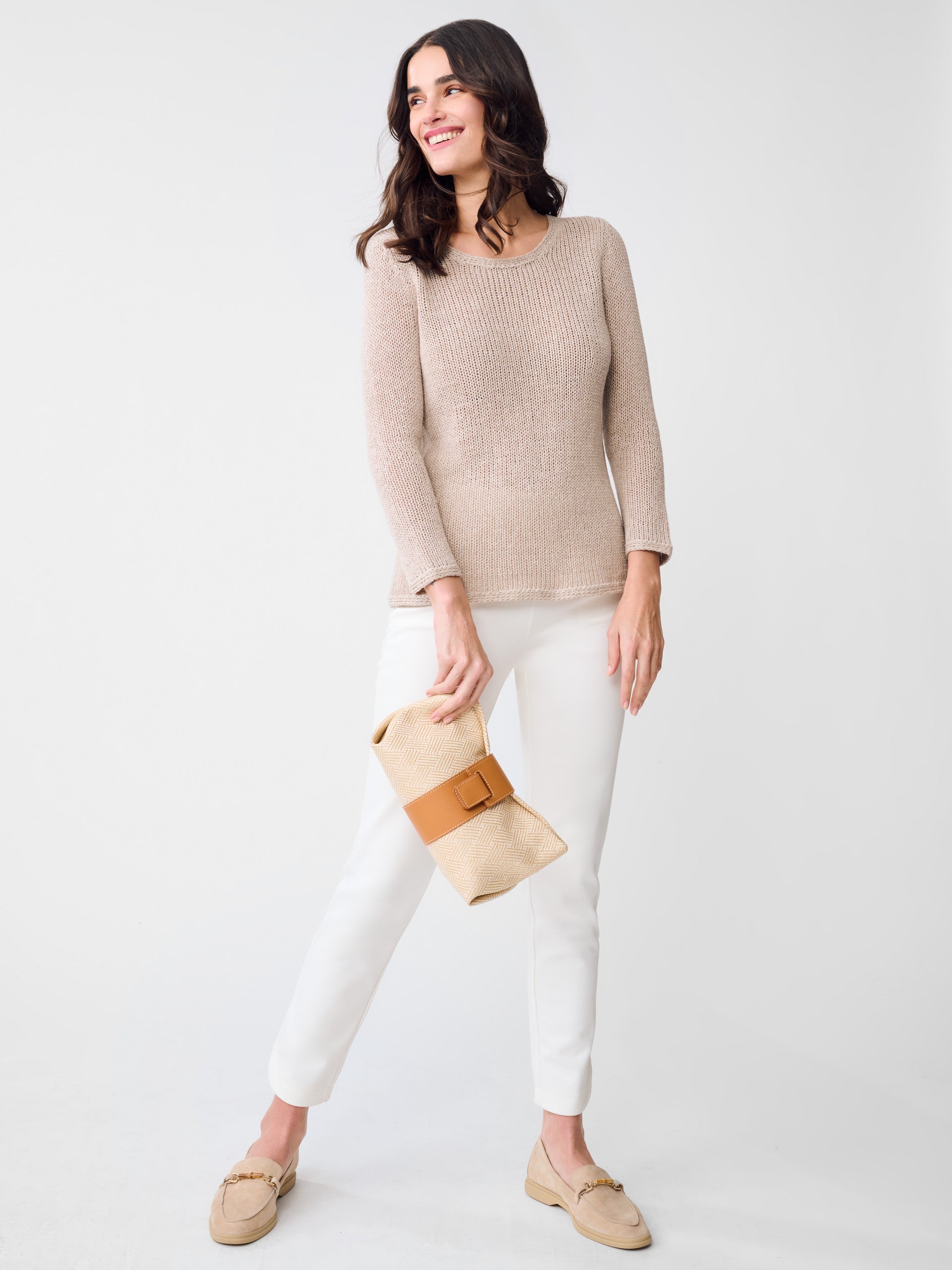 J.McLaughlin Raelyn sweater in Heather Sand made with Linen/Cotton. 