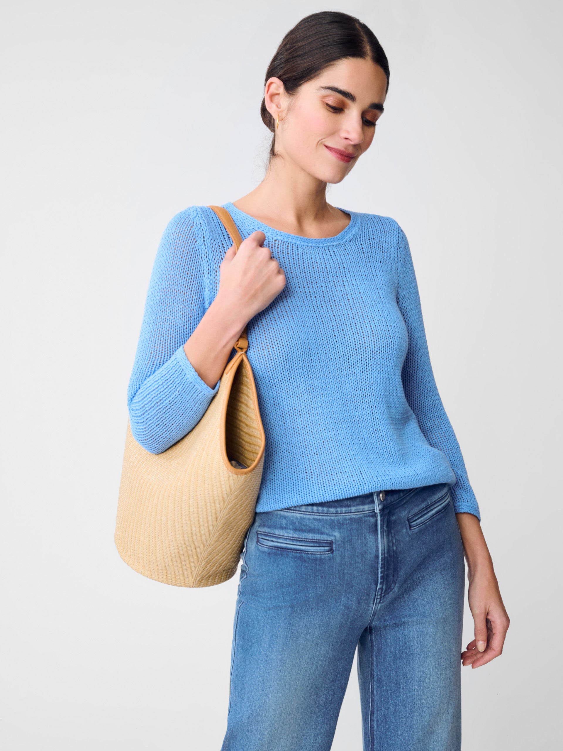 J.McLaughlin Raelyn sweater in Heaven Blue made with Linen/Cotton. 