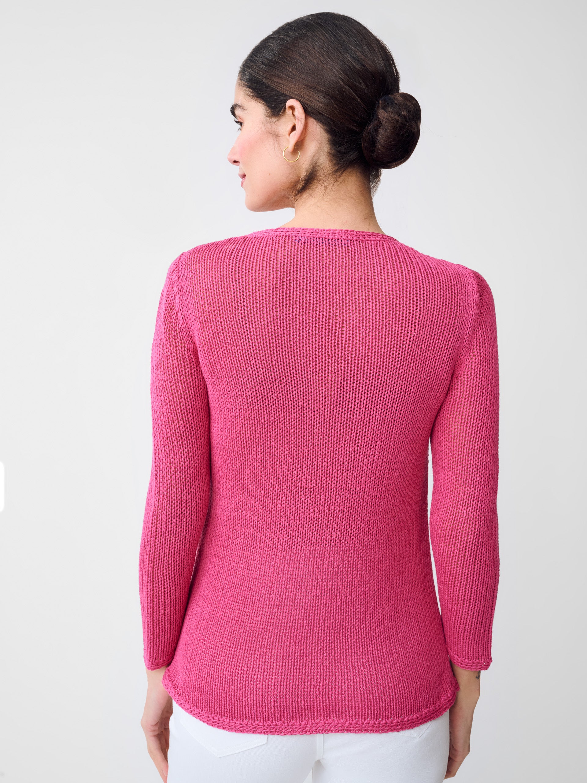 J.McLaughlin Raelyn sweater in Hot Pink made with Linen/Cotton. 