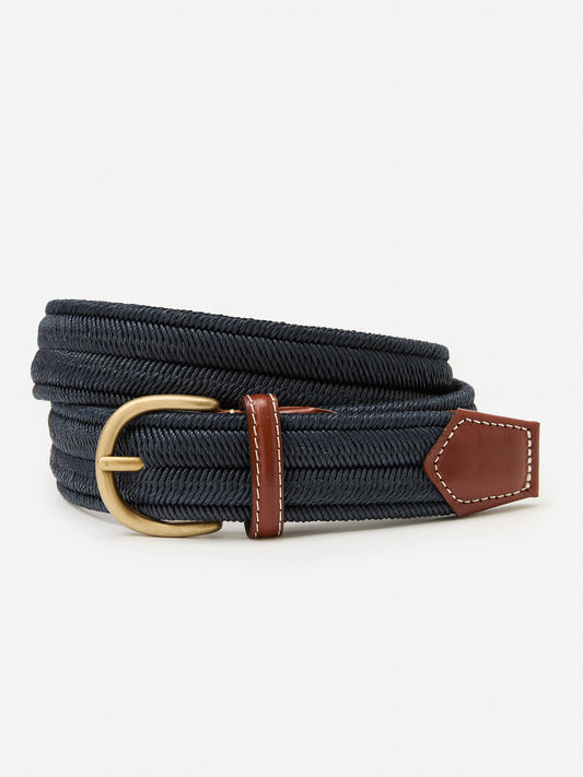 J.McLaughlin Ray belt in navy made with cotton webbing.