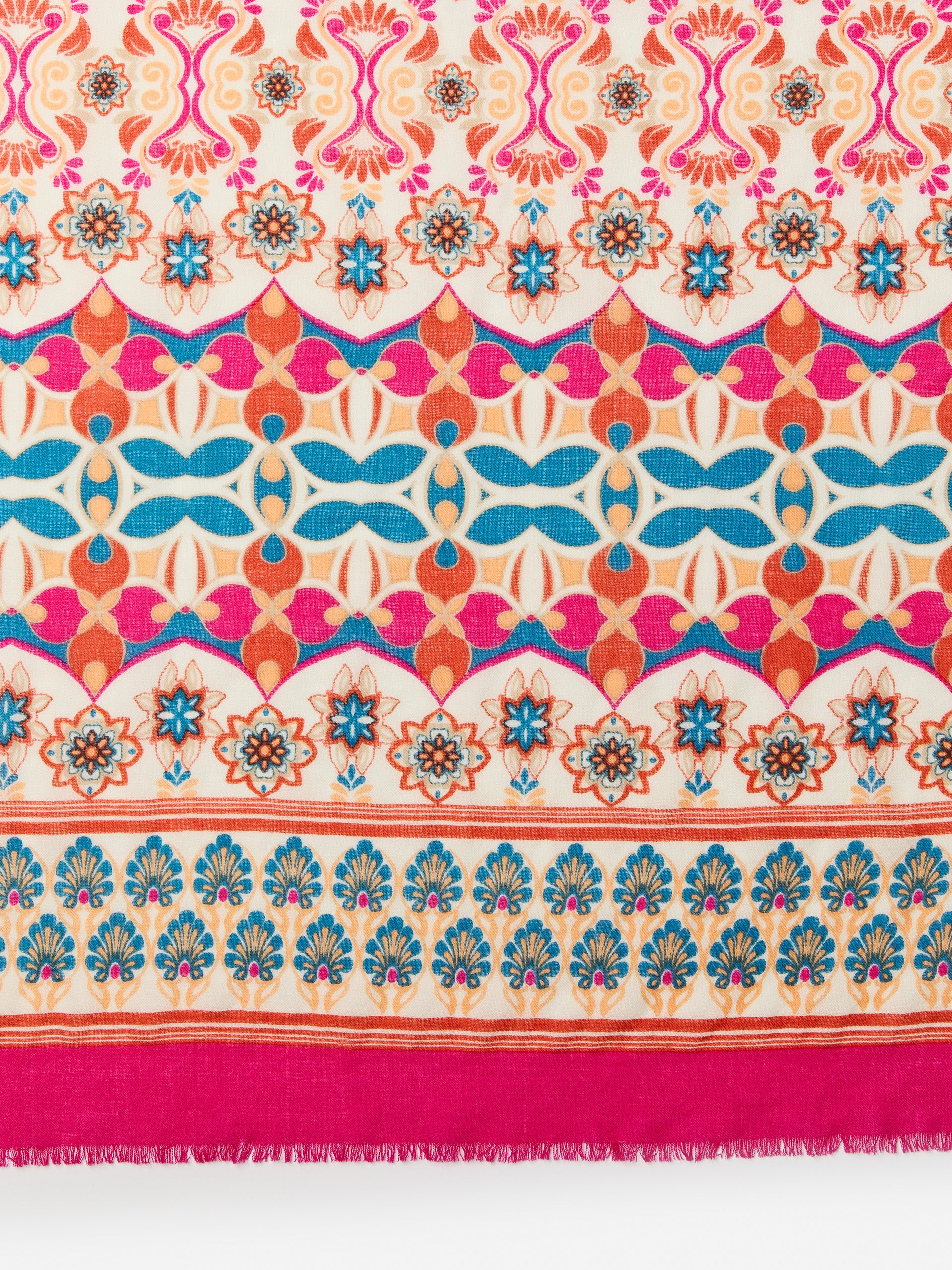 J.McLaughlin Reed scarf off white/blue/pink made with wool.