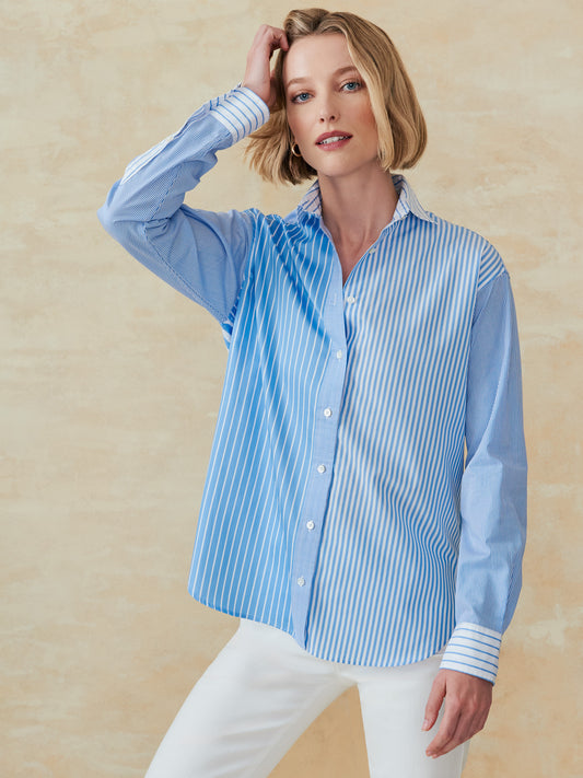 J.McLaughlin Reggie shirt in light blue/white made with cotton. 