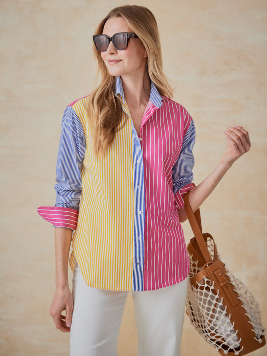 J.McLaughlin Reggie shirt in multi color made with cotton. 