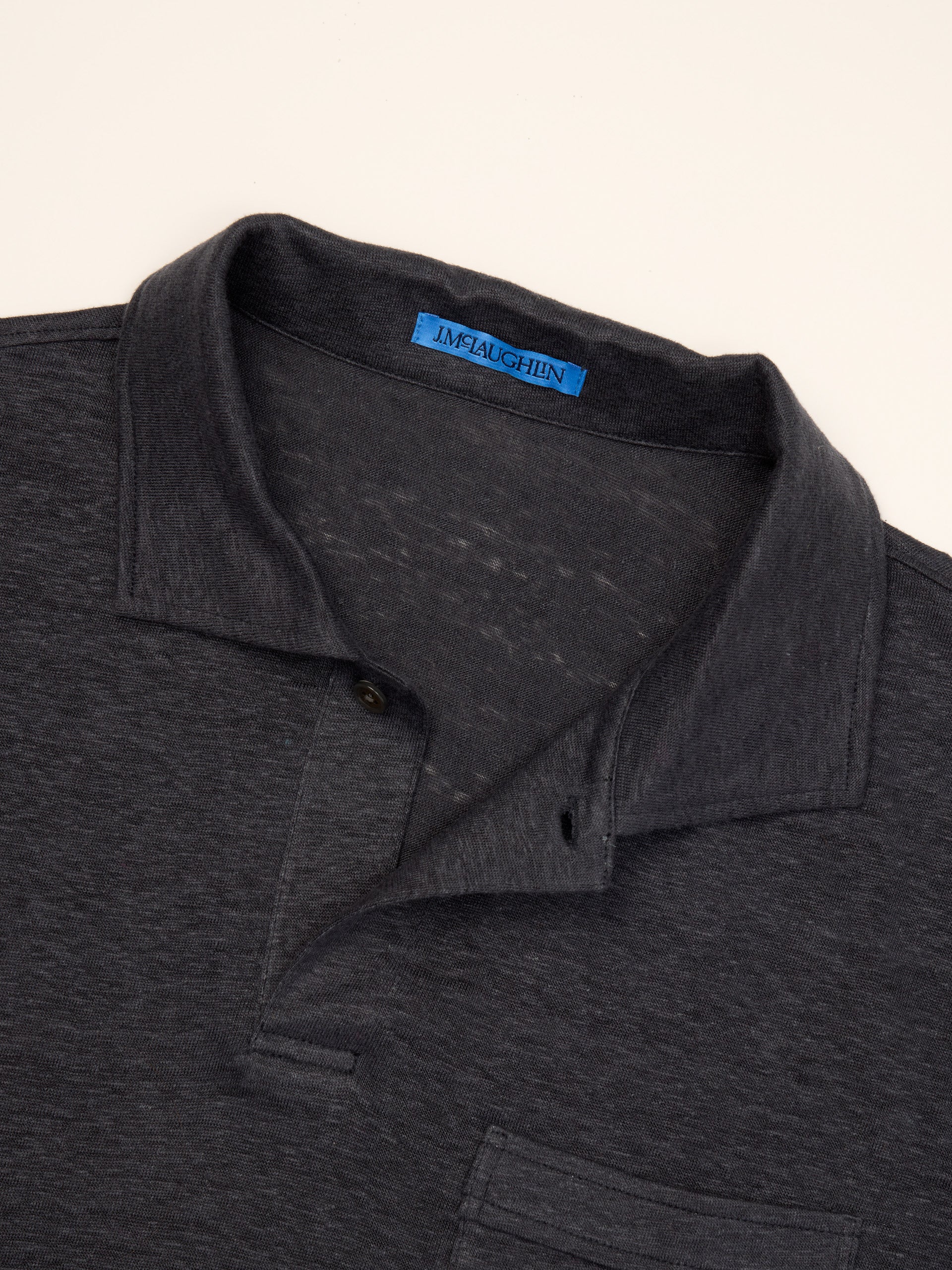 J.McLaughlin RIva linen polo in navy made with linen.