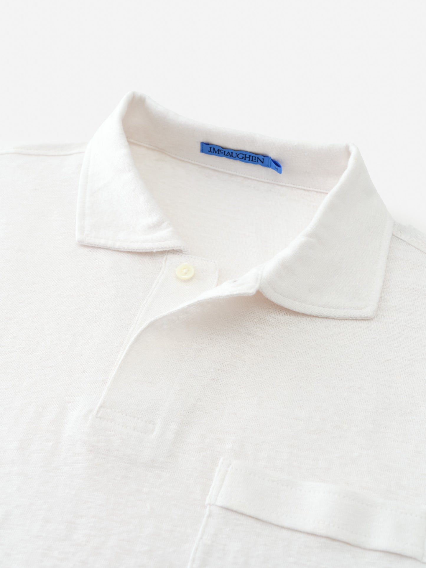J.McLaughlin Riva polo in white made with linen.