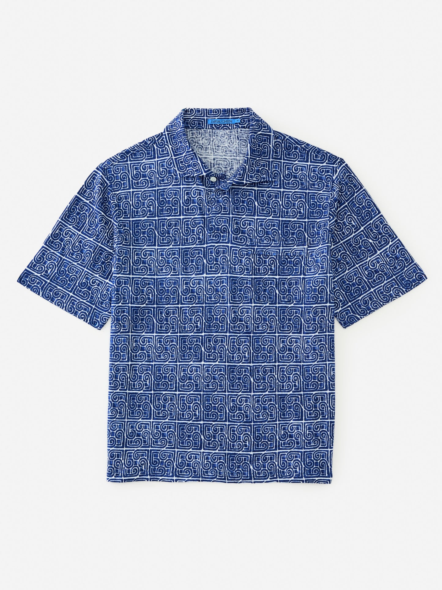 J.McLaughlin Riva polo in dark blue/white made with linen.