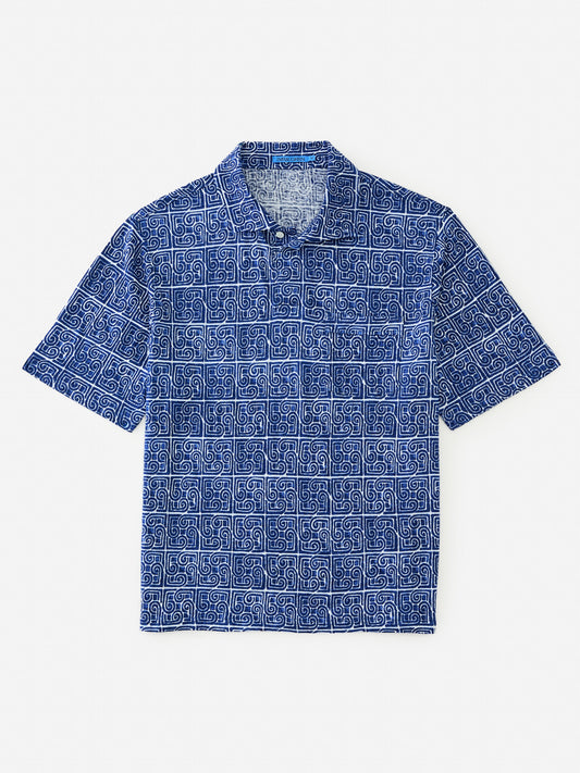 J.McLaughlin Riva polo in dark blue/white made with linen.