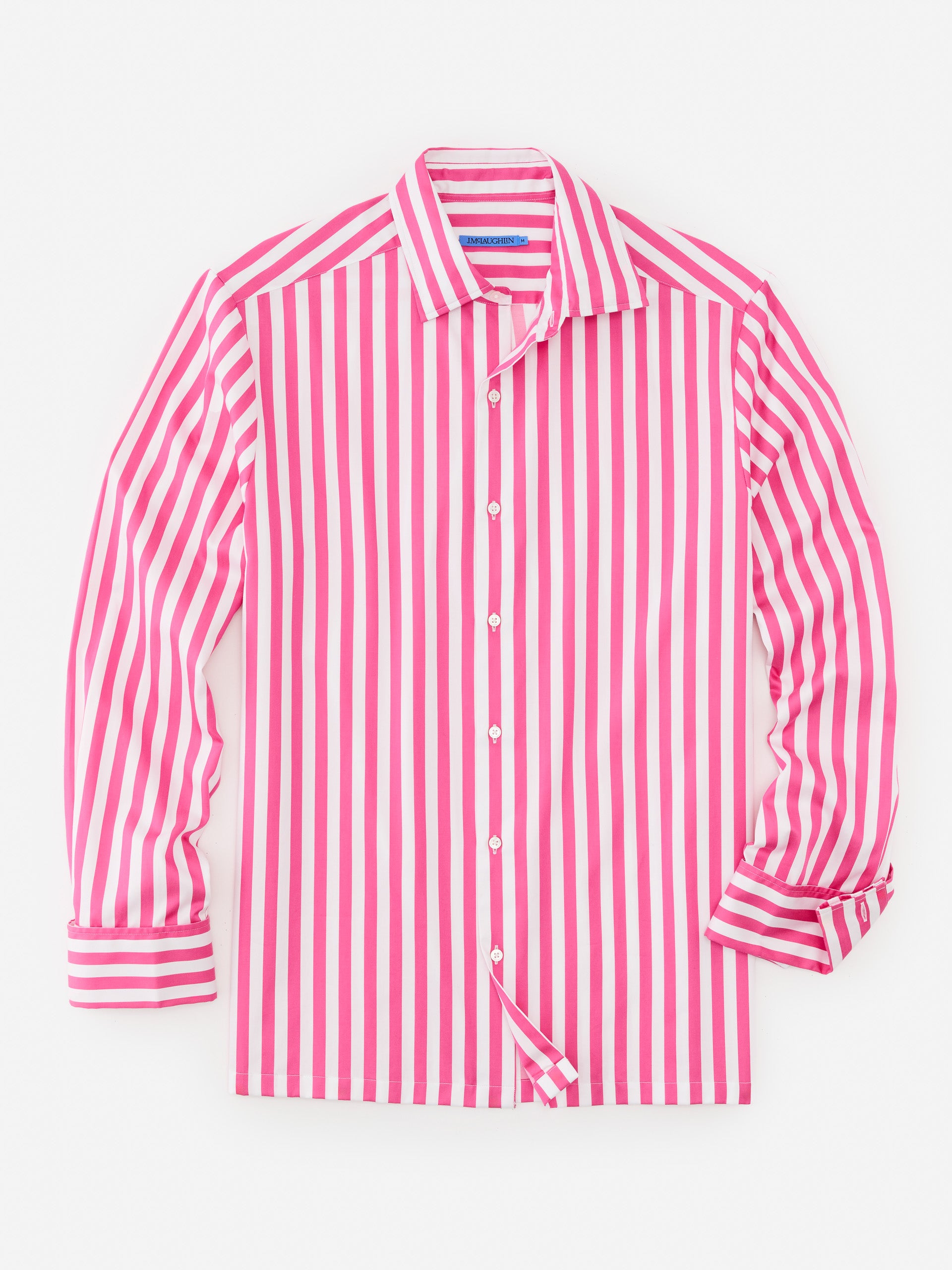 J.McLaughlin Rivera shirt in fuchsia/white made with cotton sateen.