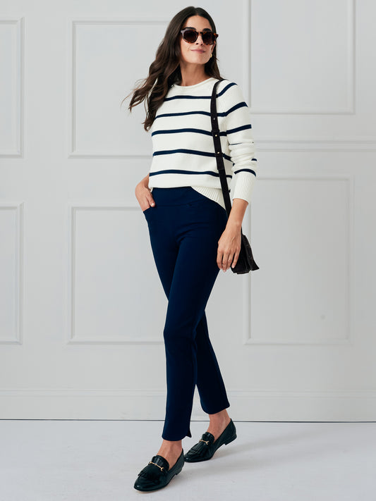 J.McLaughlin Romilly pants in winter navy made with bainbridge cloth. 