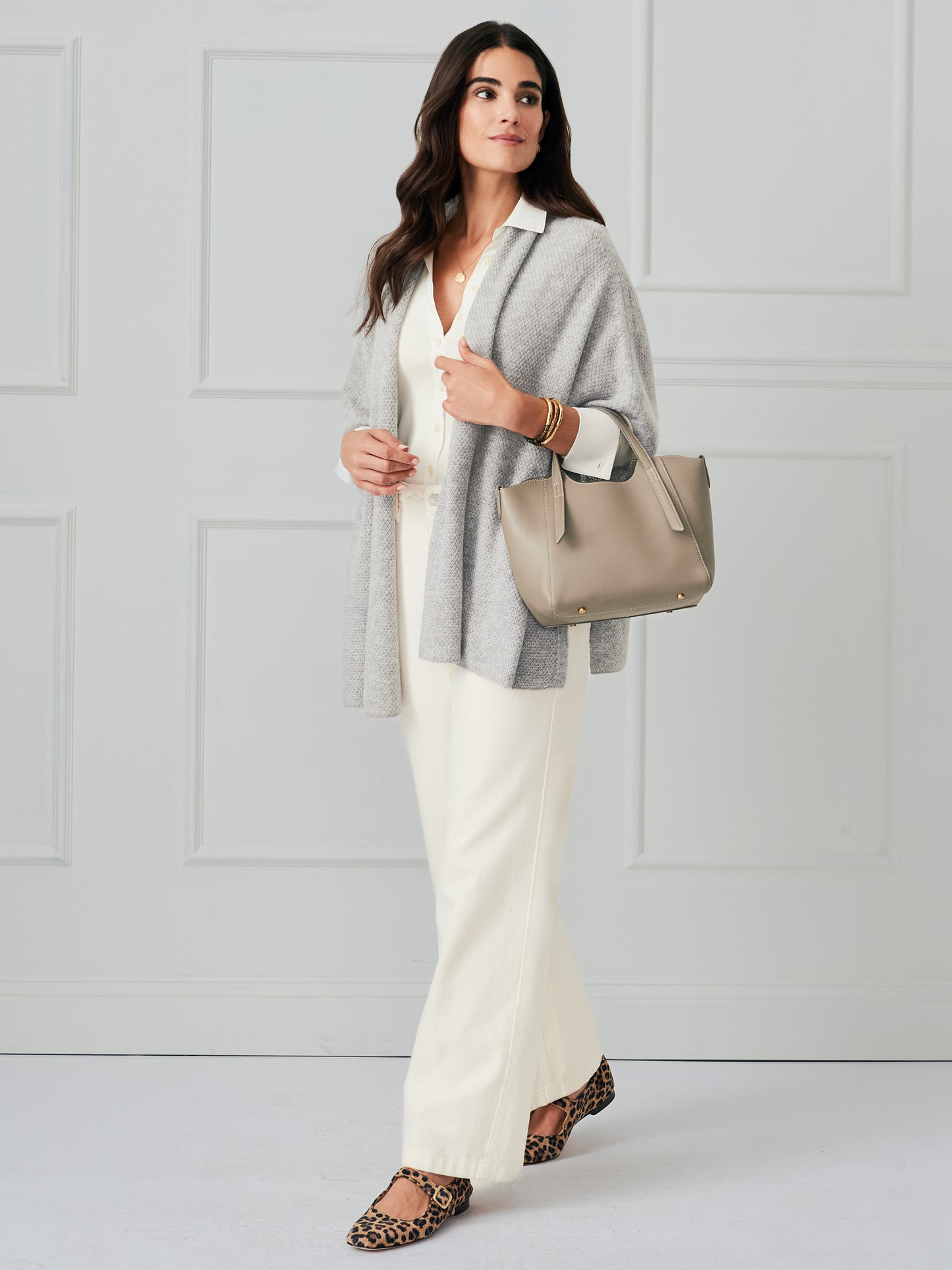 J.McLaughlin Rosalie wrap in heather gray made with wool/cashmere. 
