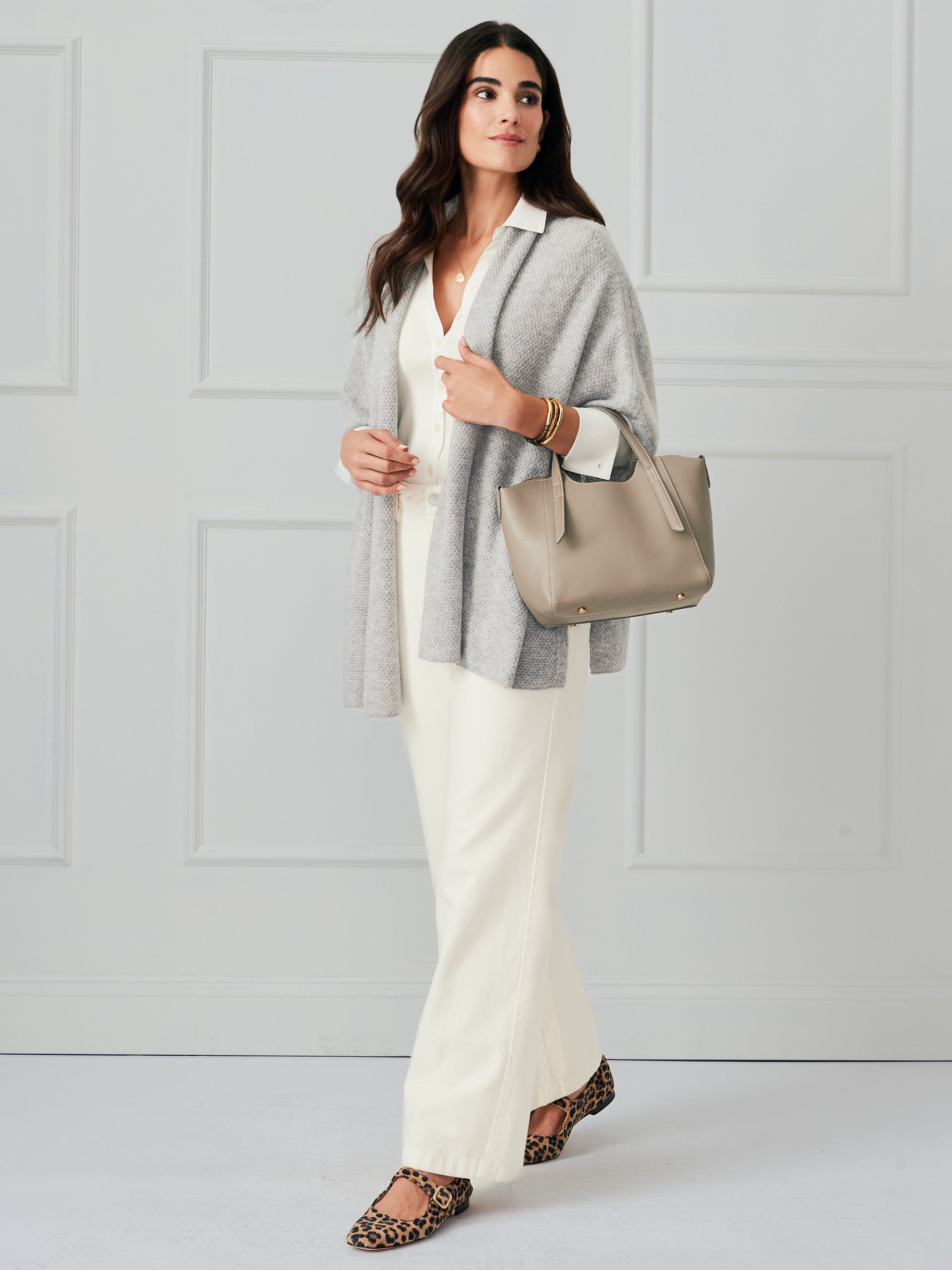 J.McLaughlin Rosalie wrap in heather gray made with wool/cashmere. 
