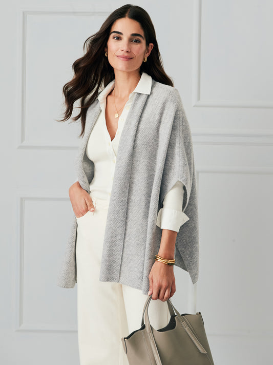 J.McLaughlin Rosalie wrap in heather gray made with wool/cashmere. 
