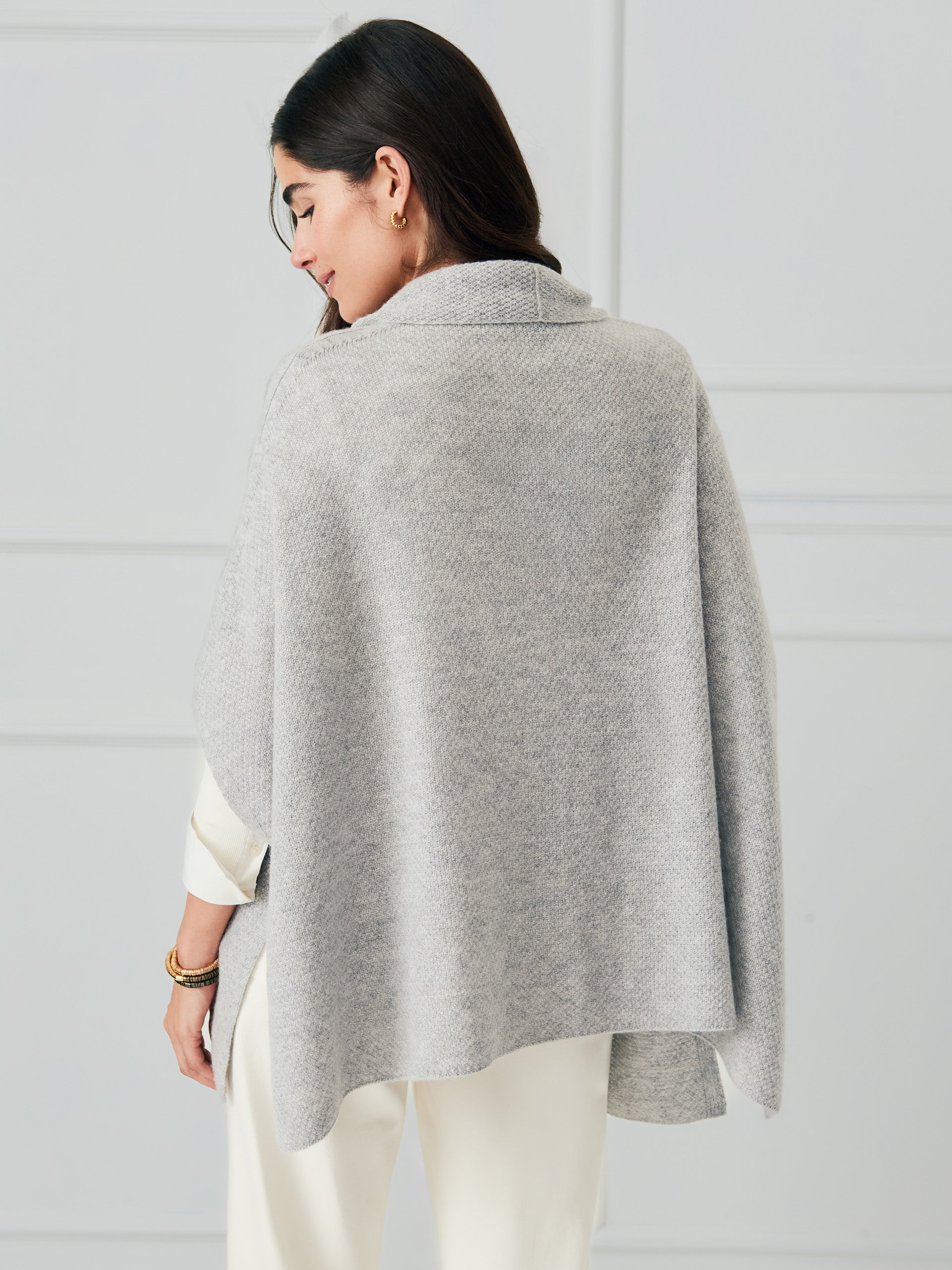 J.McLaughlin Rosalie wrap in heather gray made with wool/cashmere. 
