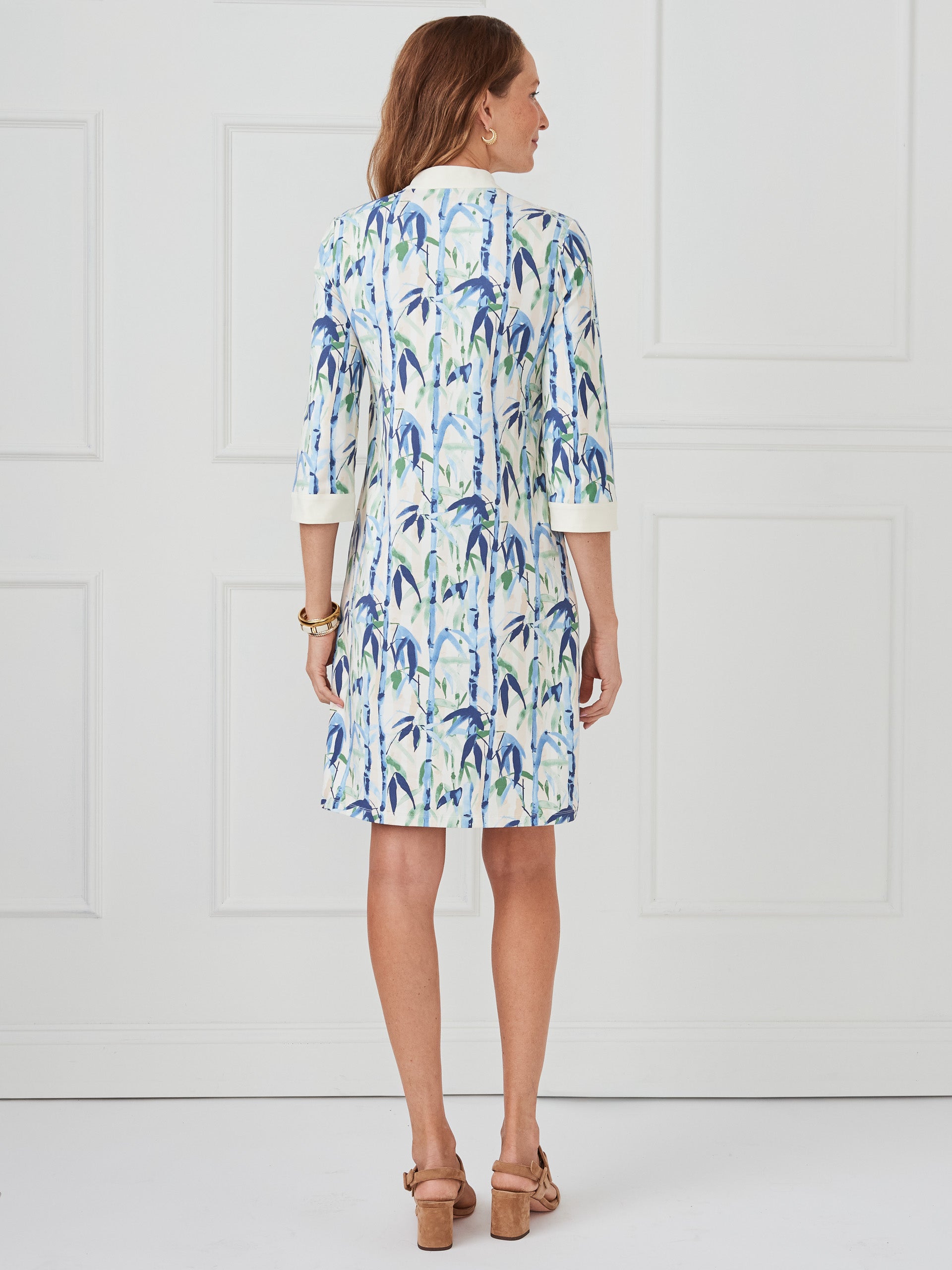 J.McLaughlin Rosie dress in blue/green made with catalina cloth.