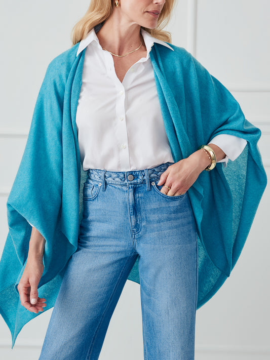 J.McLaughlin Rossi wrap in teal made with cashmere
