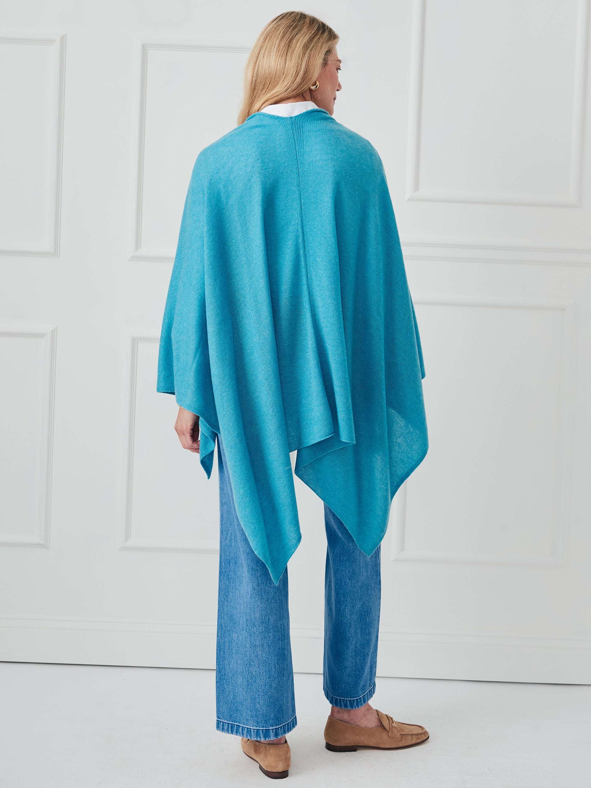 J.McLaughlin Rossi wrap in teal made with cashmere