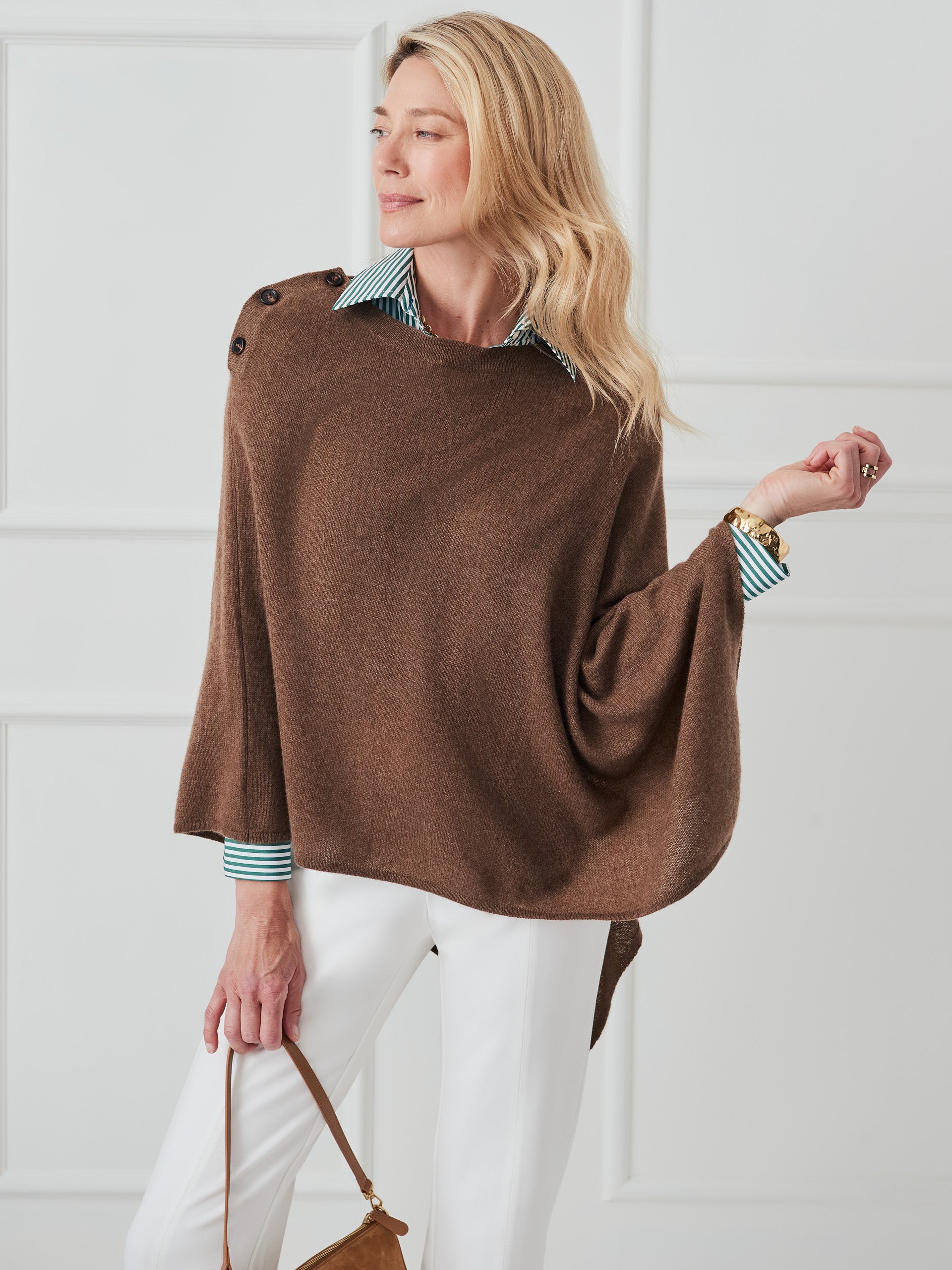 J.McLaughlin Saanvi poncho in coffee made with cashmere. 