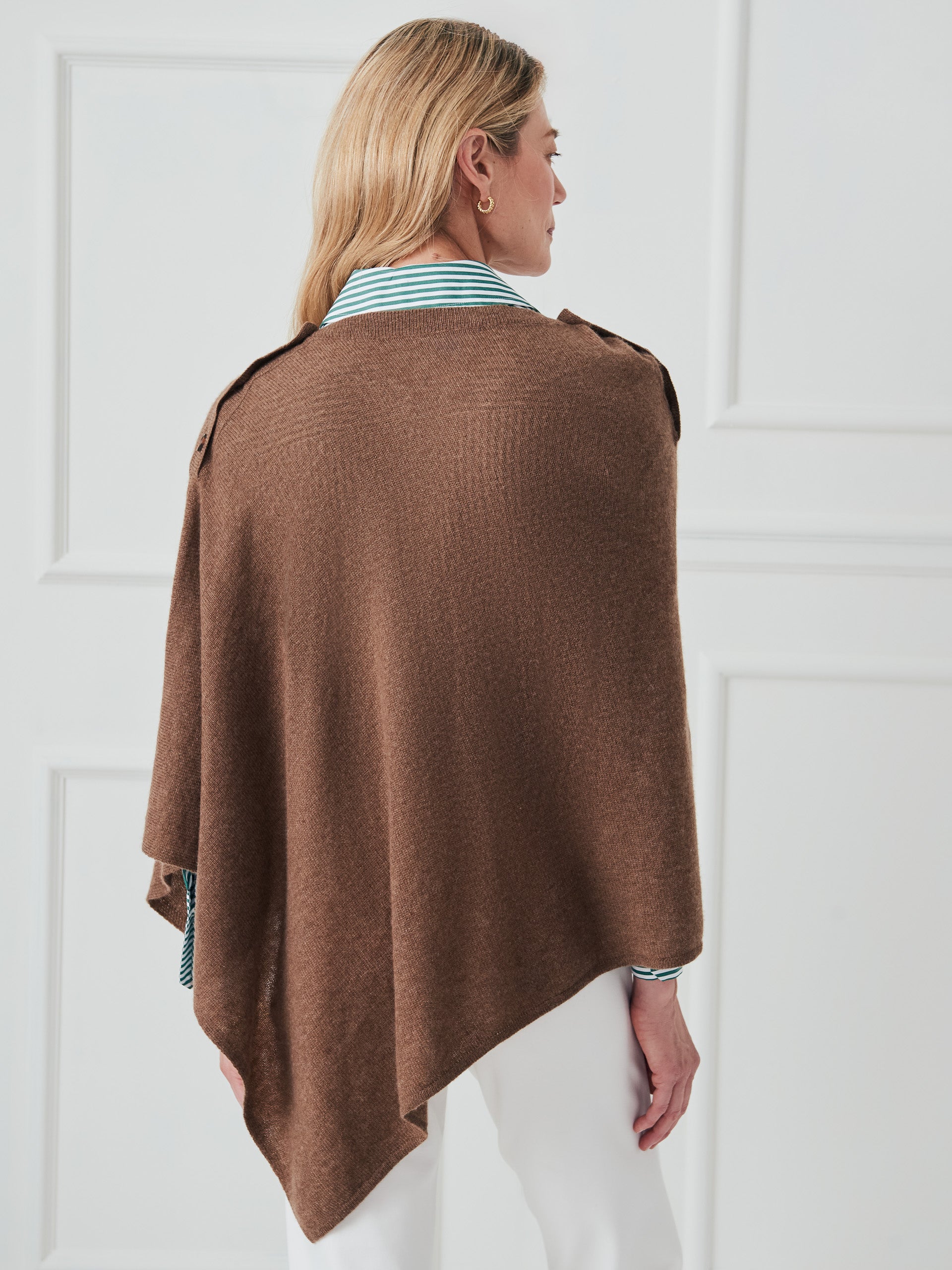 J.McLaughlin Saanvi poncho in coffee made with cashmere. 