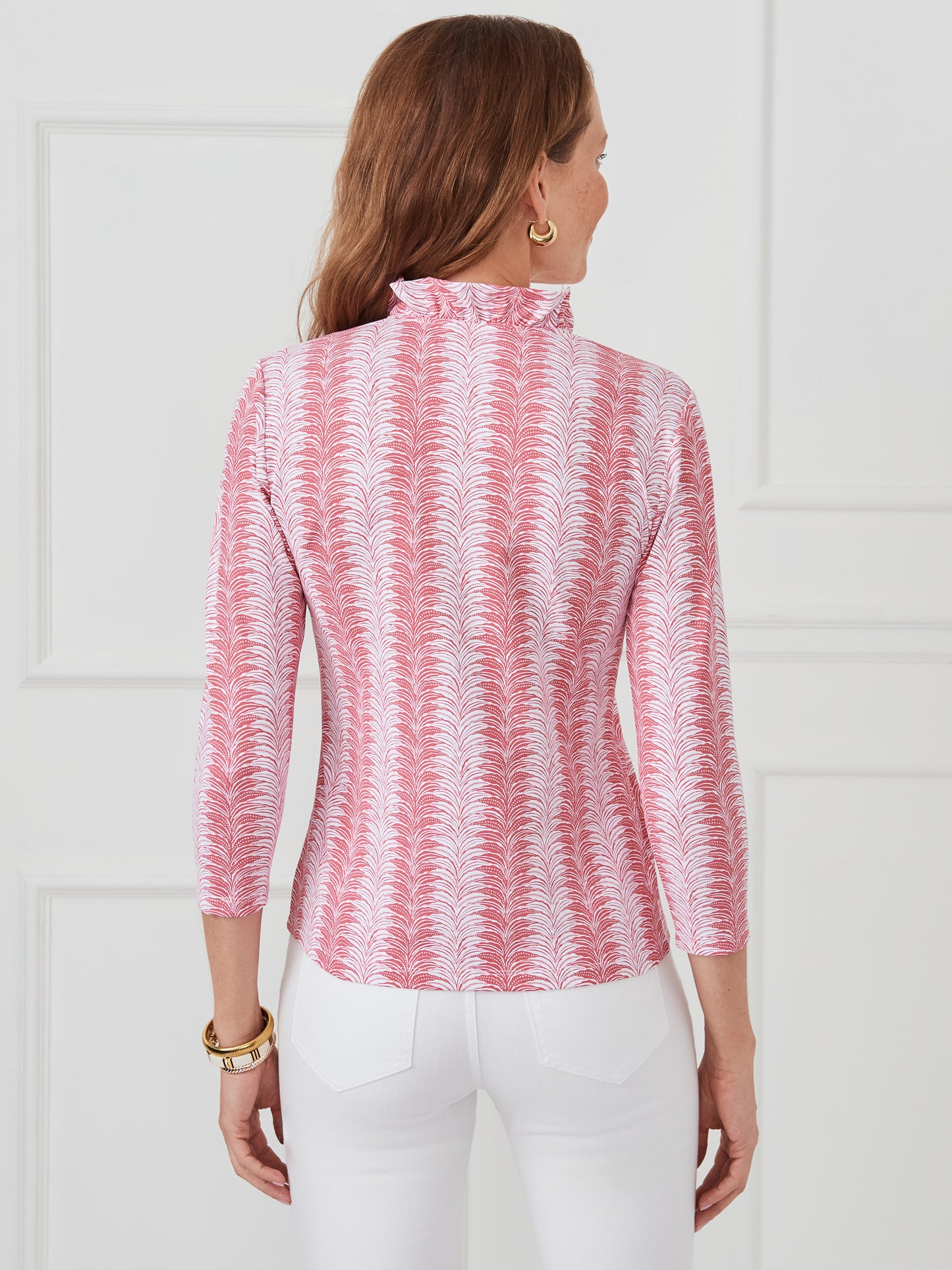J.McLaughlin Sahara top in white/rose made with catalina cloth.