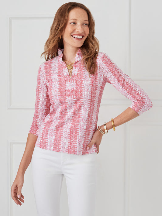 J.McLaughlin Sahara top in white/rose made with catalina cloth.