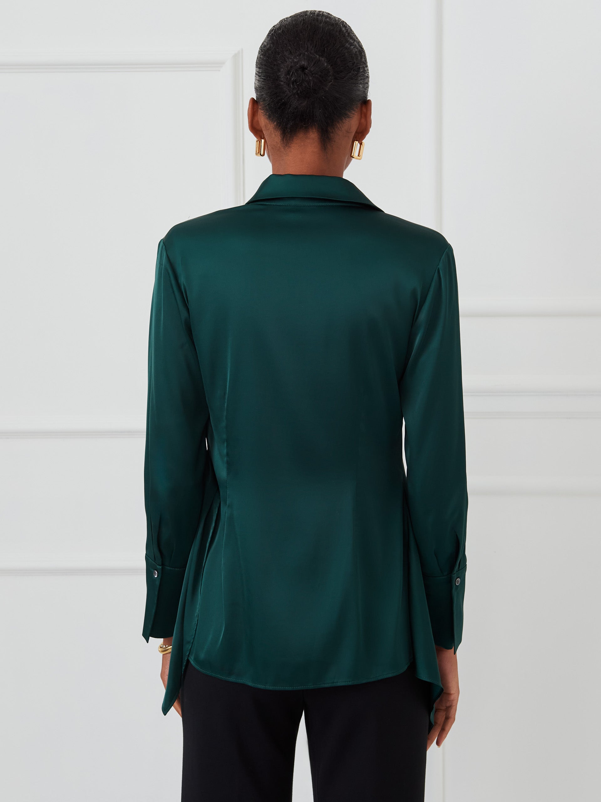 J.McLaughlin Salma top in emerald green made with silk.
