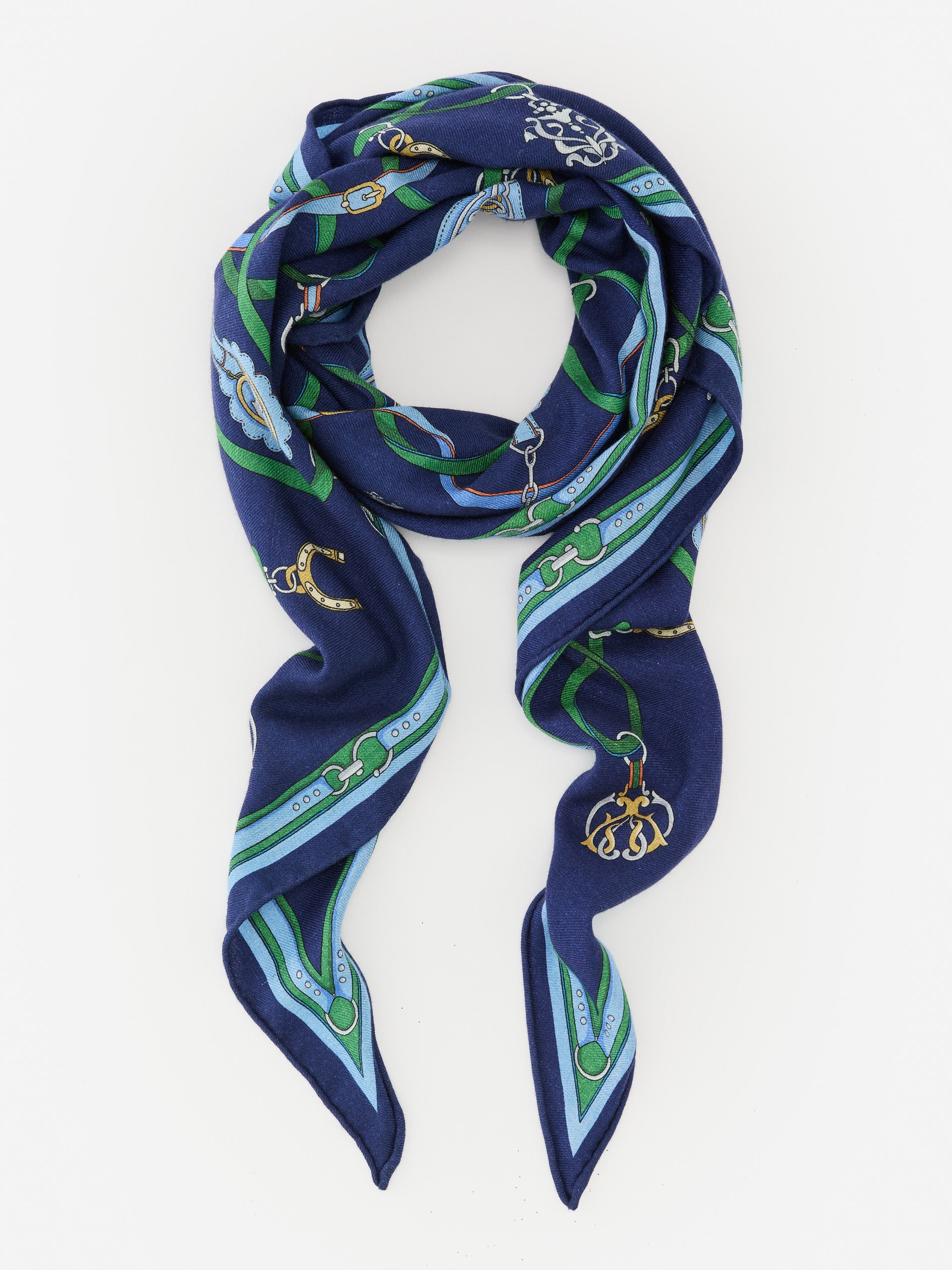 J.McLaughlin Sarita scarf in navy/green/blue made with silk and cashmere.