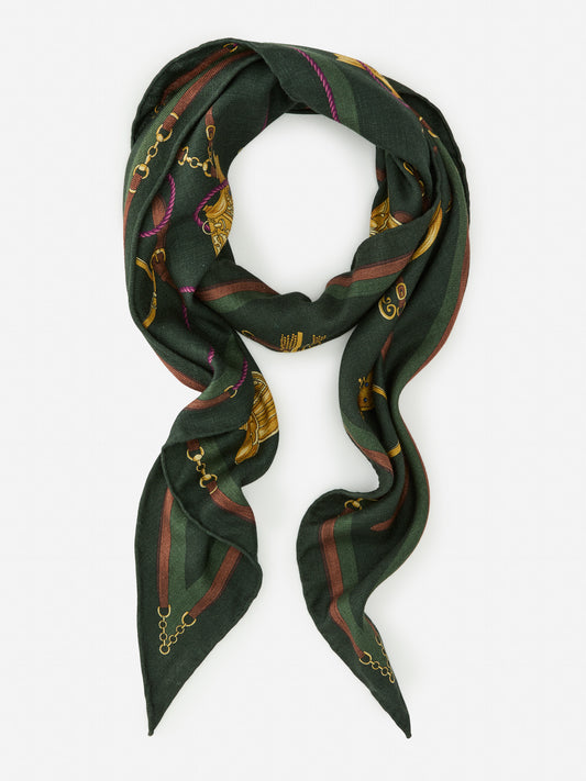 J.McLaughlin Sarita scarf in olive/brown made with cashmere and silk. 