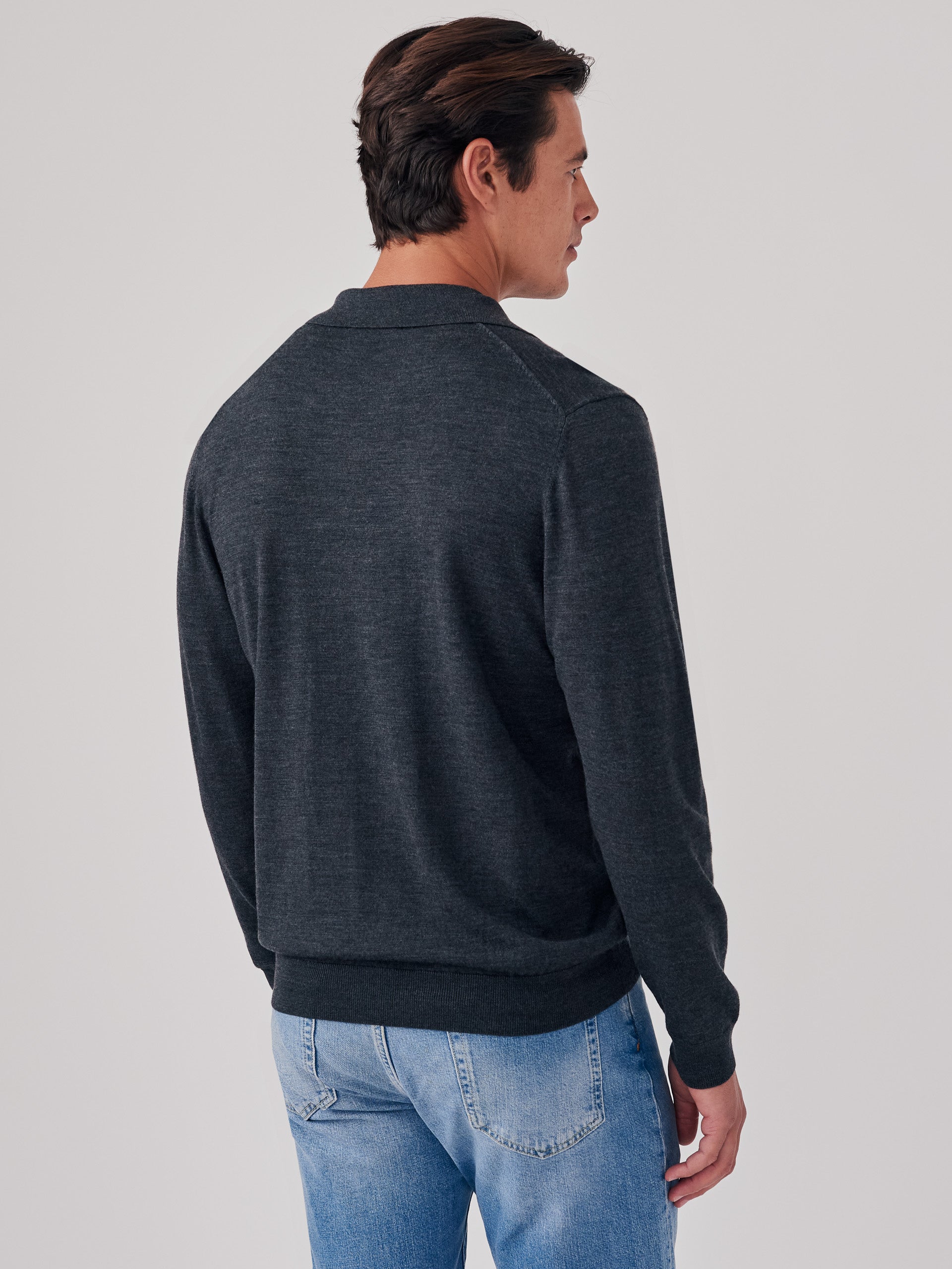 J.McLaughlin Savona sweater in heather oxford made with merino wool and silk.