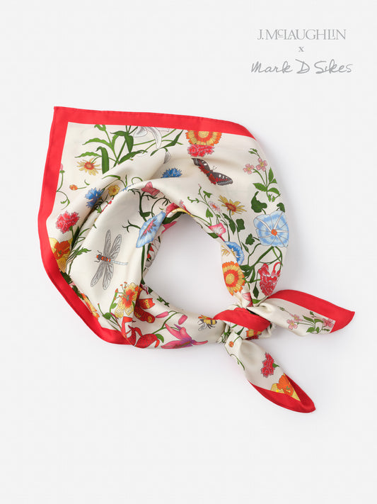 Kyleigh Silk Scarf in Dragonfly Garden