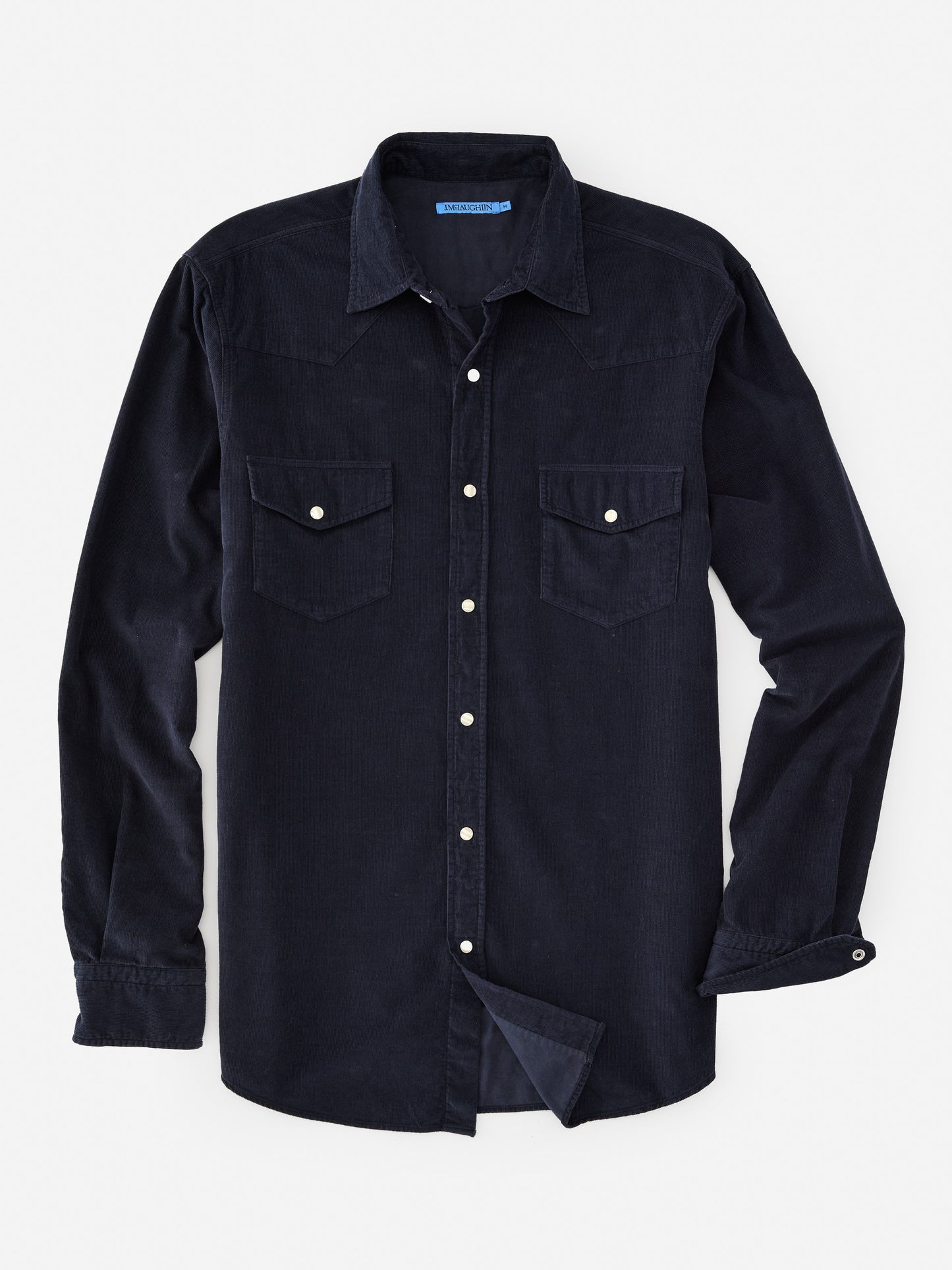 J.McLaughlin Scotto shirt in navy made with cotton cord.