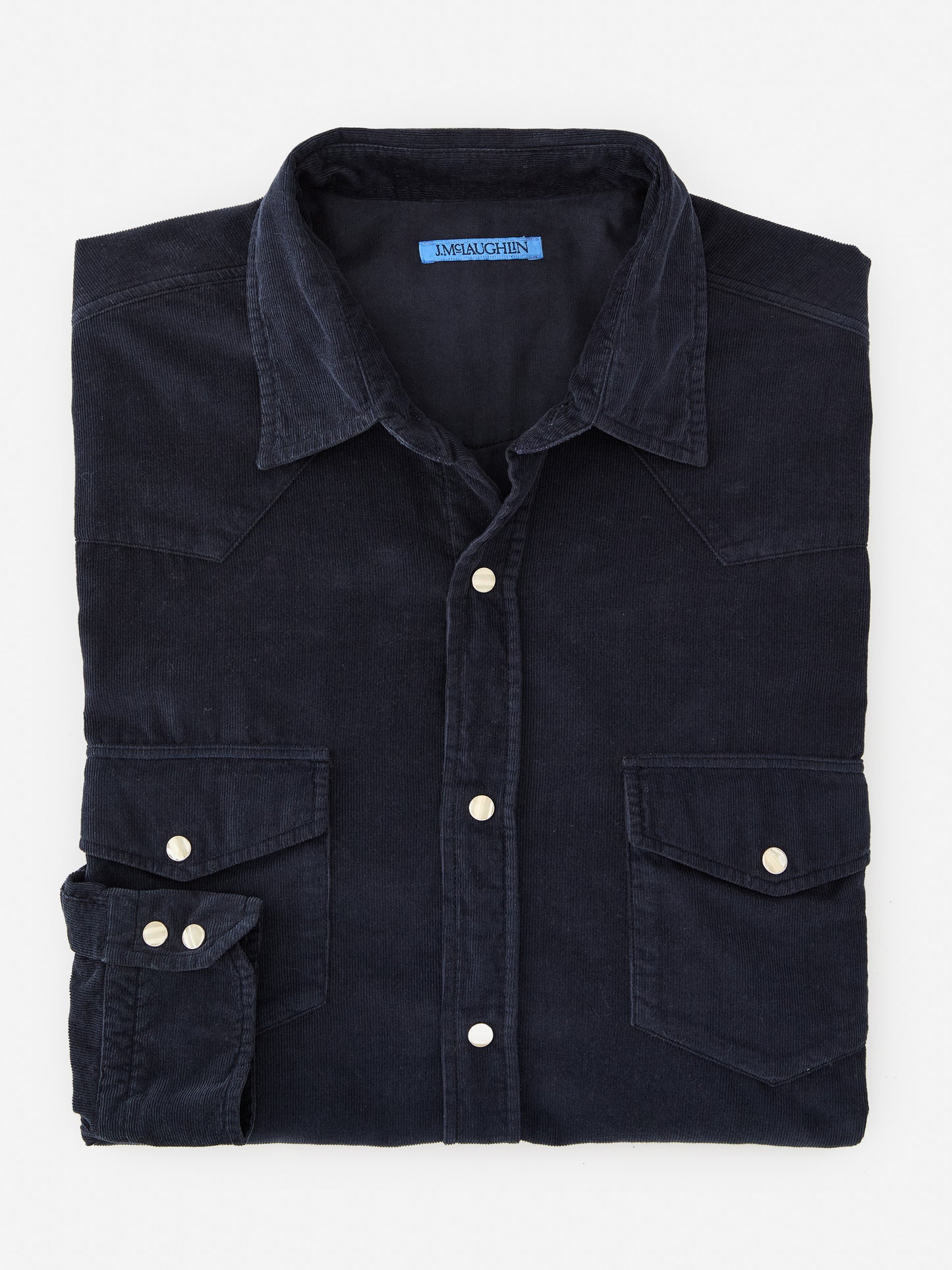 J.McLaughlin Scotto shirt in navy made with cotton cord.