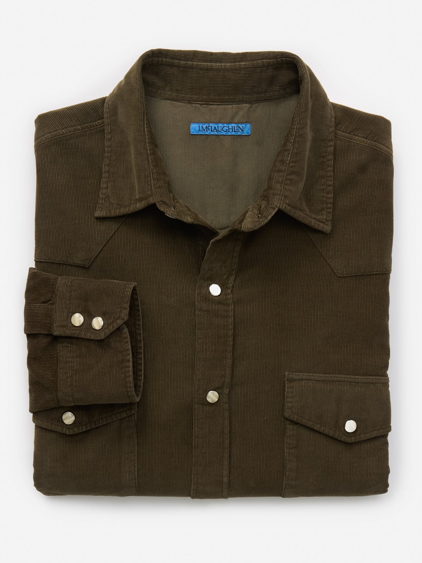 J.McLaughlin Scotto shirt in olive made with cotton.