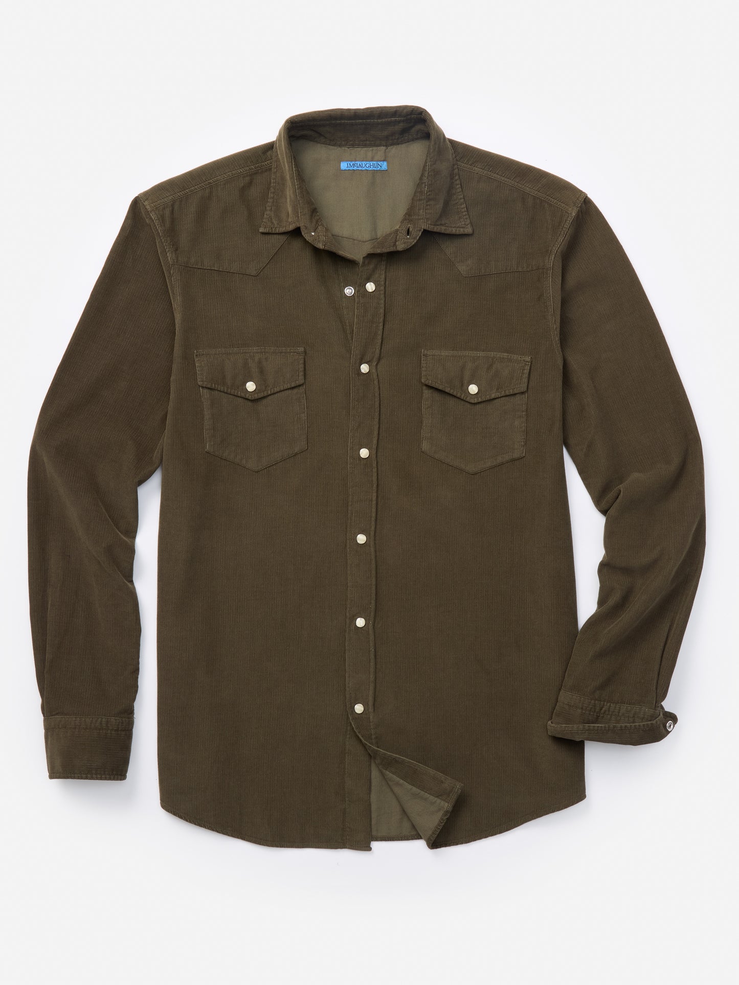 J.McLaughlin Scotto shirt in olive made with cotton.