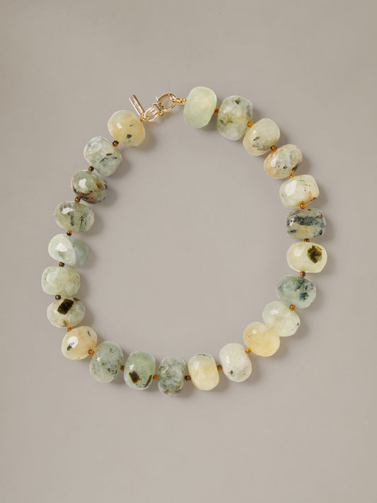 Green Agate Bead Necklace by J.McLaughlin featuring natural agate beads and a gold tone clasp for timeless everyday style