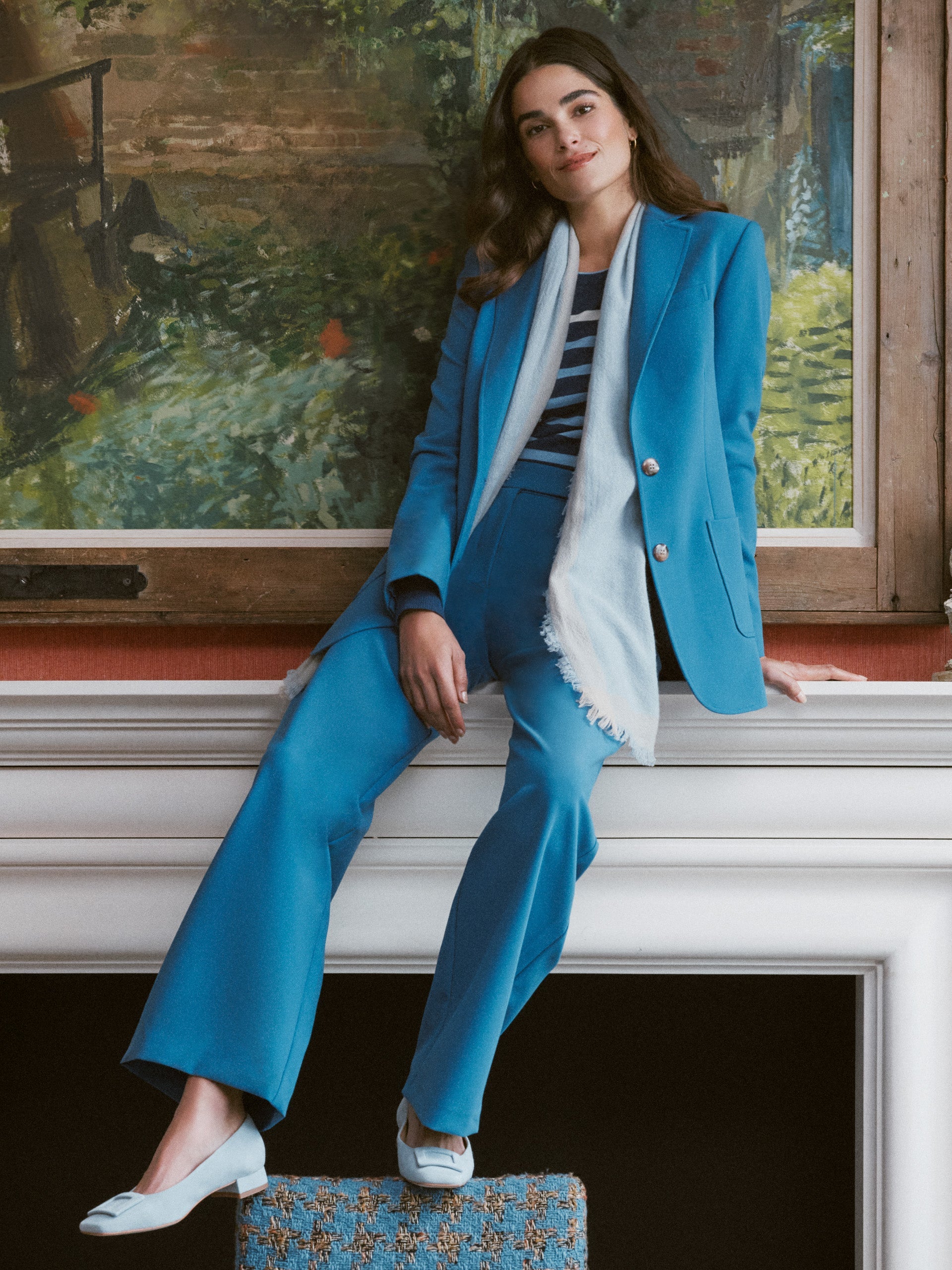 Mid Blue Mercia Blazer | Women's Jackets & Outerwear | J.McLaughlin – J ...