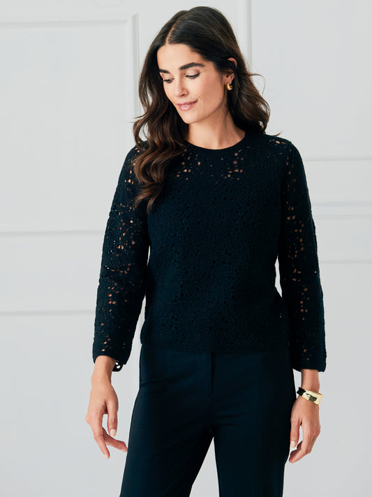 J.McLaughlin Sidra sweater in black made with wool.