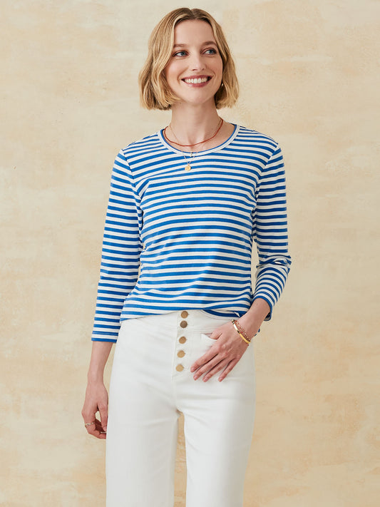 J.McLaughlin Sinclair tee in white/blue made with cotton. 