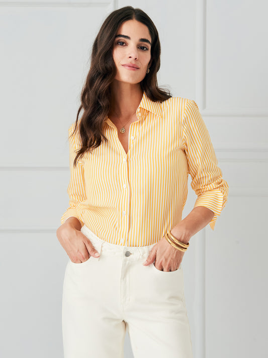 J.McLaughlin Sloane shirt in white/yellow made with cotton.